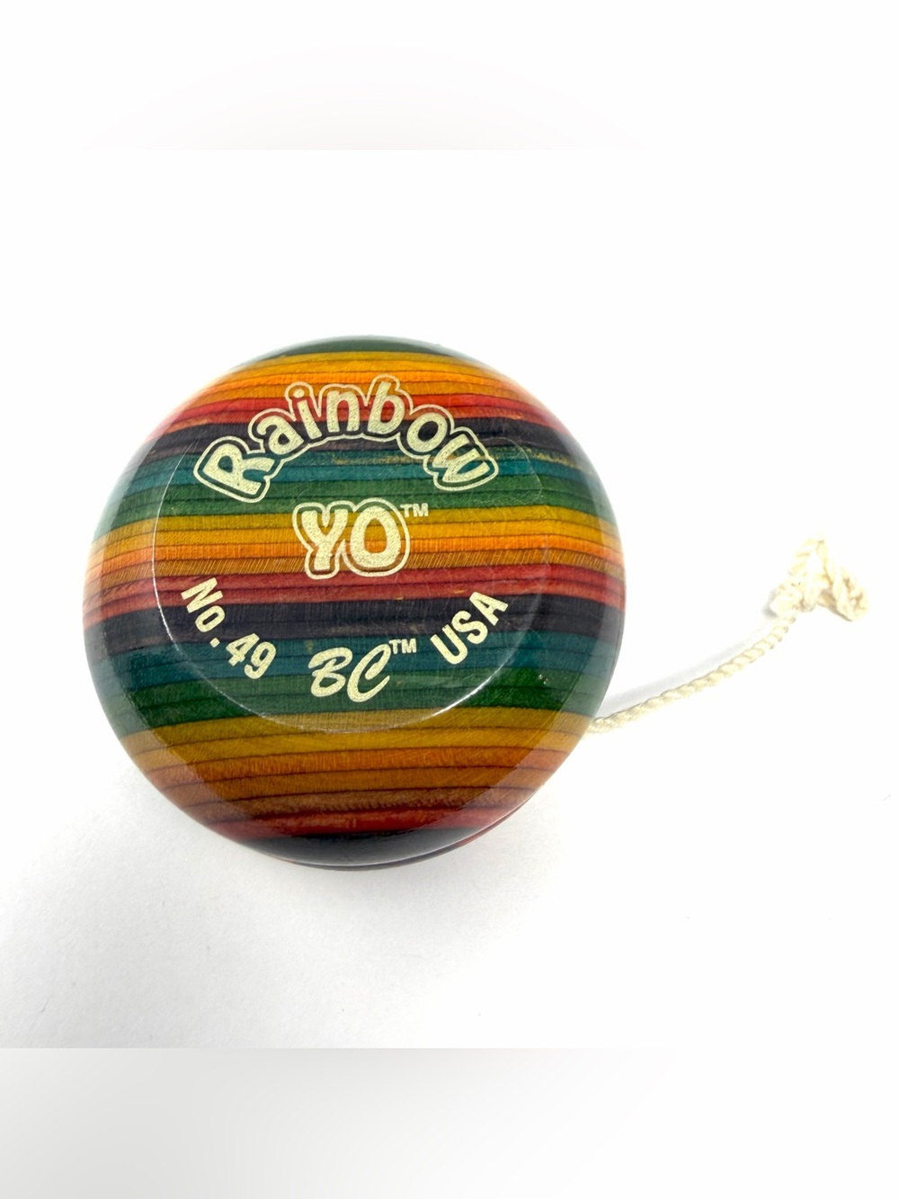 Vintage 90s BC No. 49 Rainbow Yo-Yo Wood Laminated What's Next Classic Made USA